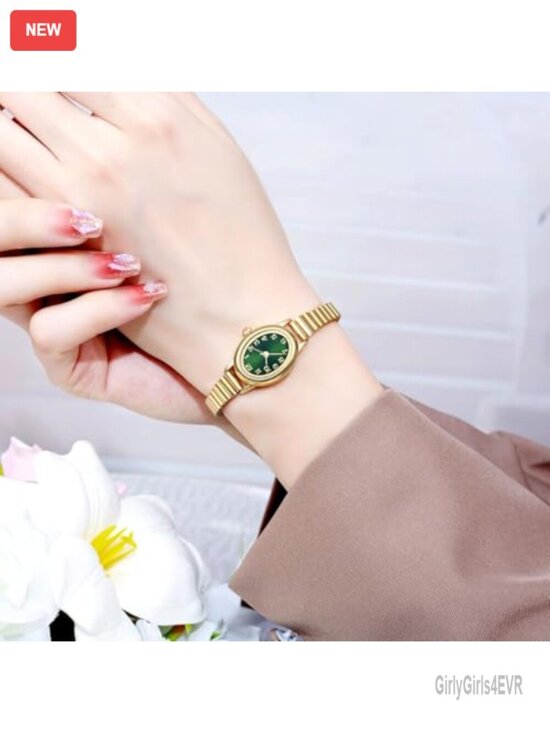 Vintage Oval Gold Watch - Analog Quartz with Expansion Band main image 4